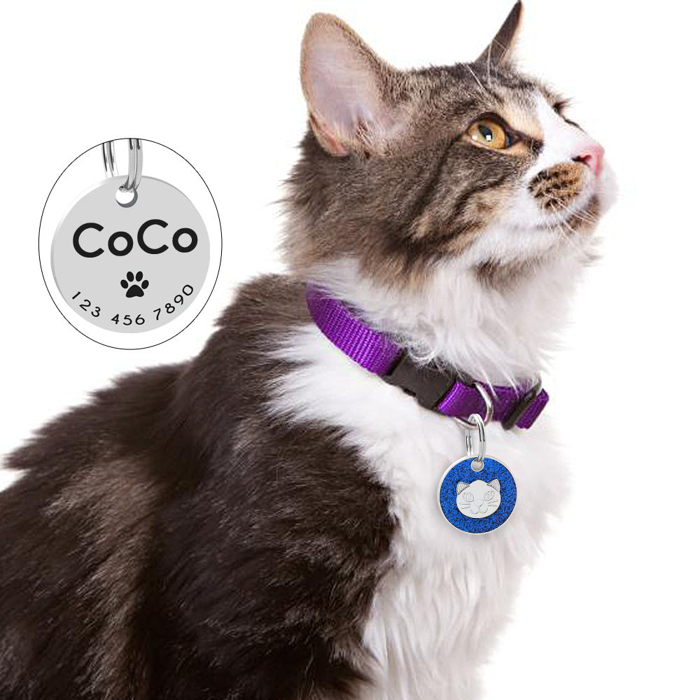 🐱💗 丸型キーチェーン風・猫用ペットIDタグ（名入れ迷子札）