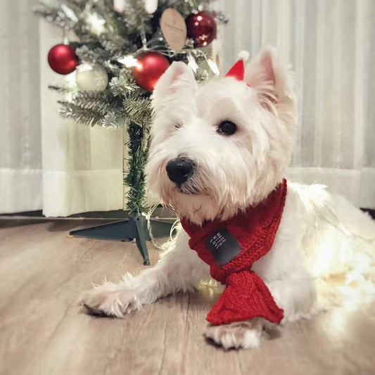 🐶🎄 ふわふわウールのあったかペット用スカーフ（犬・猫用）